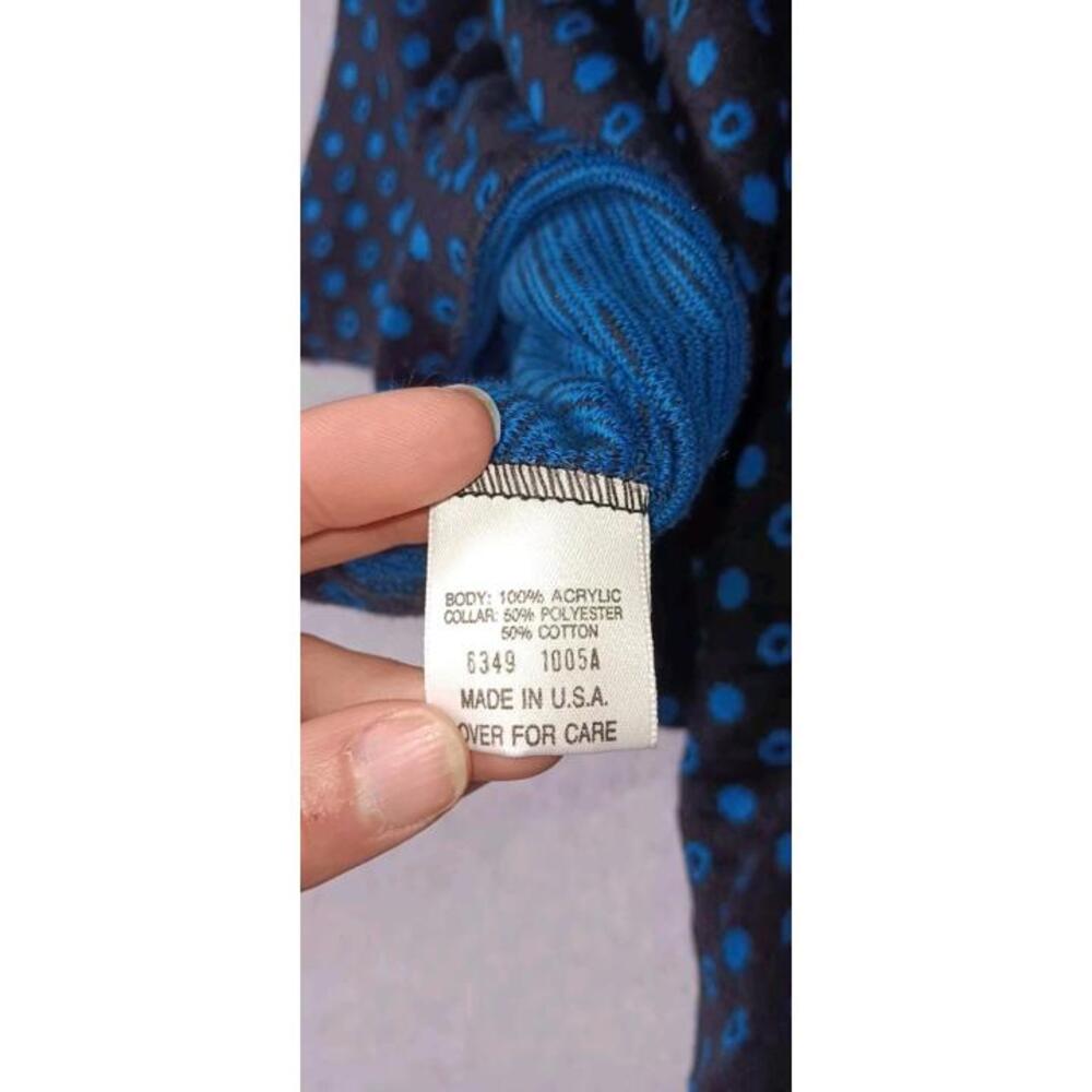 Bobbie Brooks Sweater Womens Size Medium Black Blue Dots Padded Shoulders - Picture 10 of 12